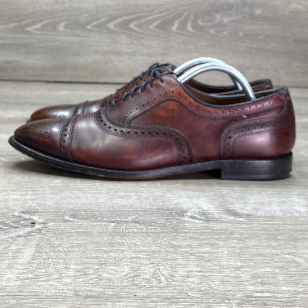 Allen Edmonds Strand Oxford Mens 11 D Brown Leather Brogue Cap Toe Dress Shoes
